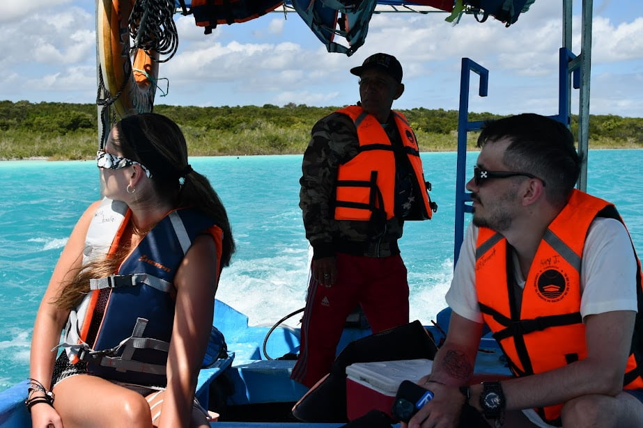 Panoramic view of Bacalar Lagoon.